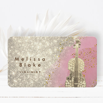 Violinist Faux Glitter Business Card by musickitten at Zazzle