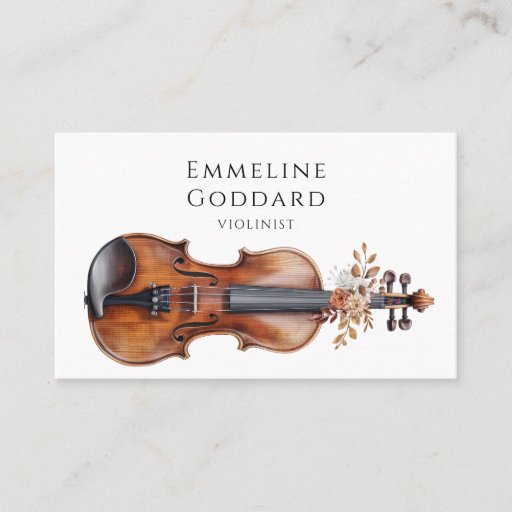 Customizable Violinist Floral Violin Music Teacher Musician Business Card