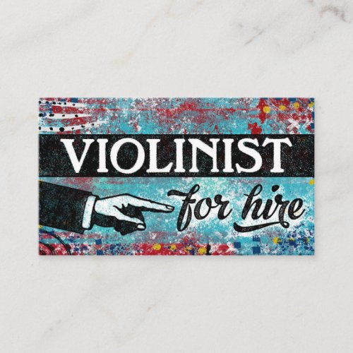 Violinist For Hire Business Cards _ Blue Red