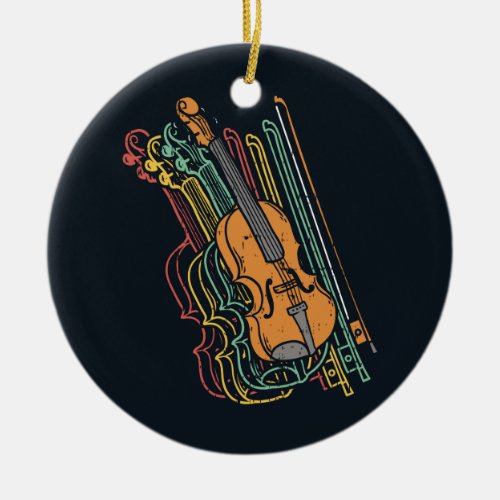 Violinist Holiday Vintage Fiddle Ceramic Ornament