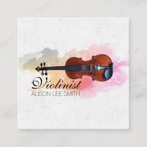 Customizable Violinist Musician violin teacher Square Business Card