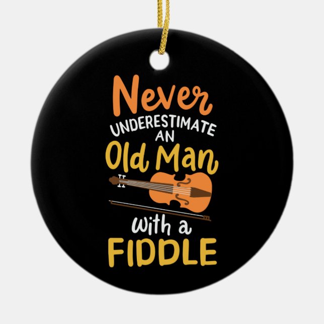 Violinist - Old Man with a Fiddle Ceramic Ornament (Front)