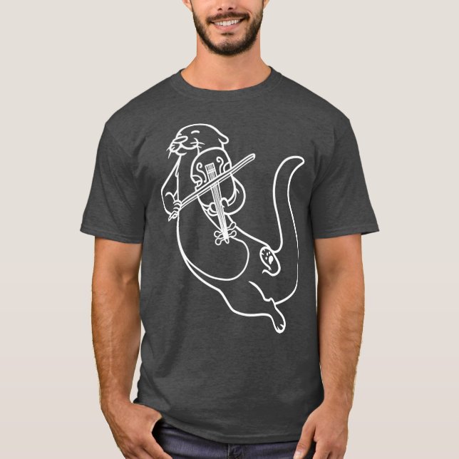 Violinist Otter Playing Violin Viola Music T-Shirt (Front)