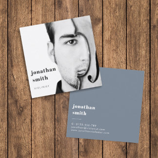 Violinist Photo Professional Musician Minimal Square Business Card