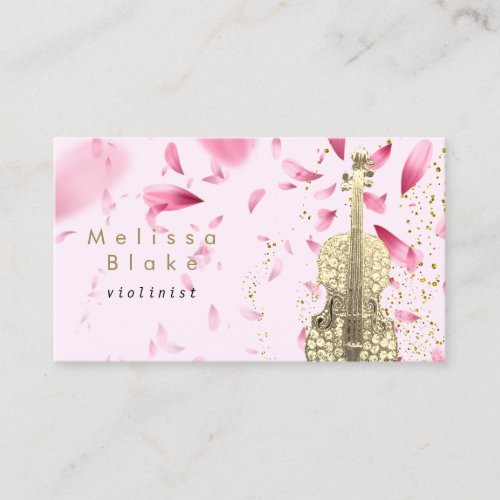 violinist pink petals business card