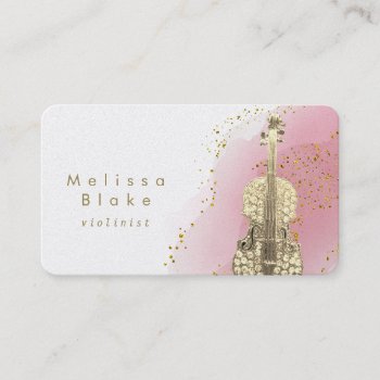 Violinist Pink Watercolor Business Card by musickitten at Zazzle