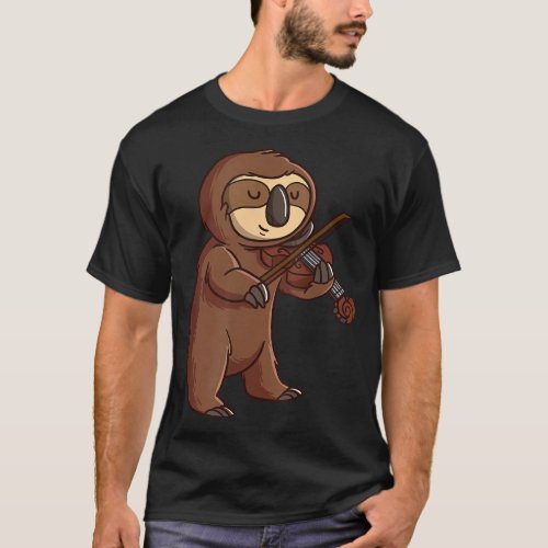 Violinist Sloth Violin Viola Player Music Lovers T_Shirt