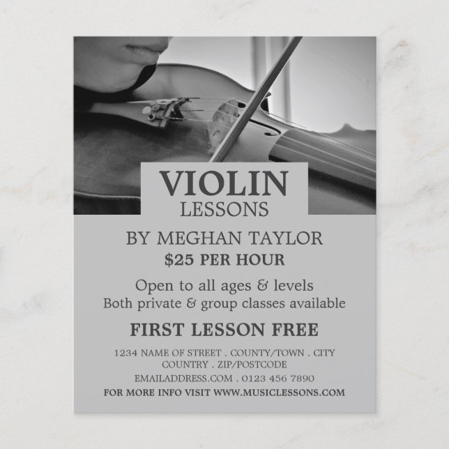 Violinist, Violin Lessons Advertising Flyer (Front)