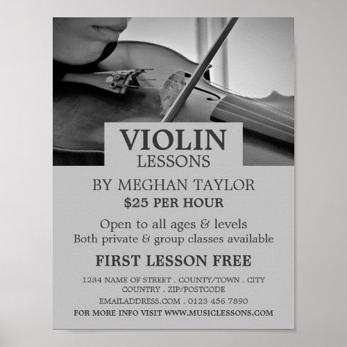 Violinist Violin Lessons Advertising Poster