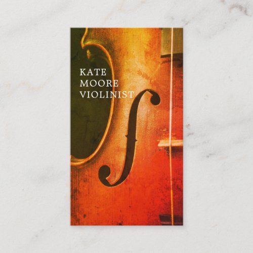 Elegant Violin Closeup String Musician Violinist Business Card