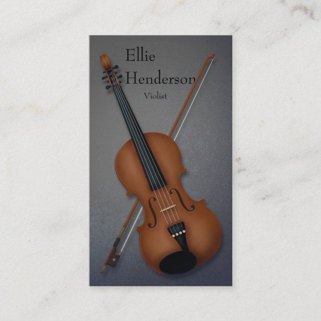 Violinist Violist Performing Musician's Dark Gray Business Card (Front)