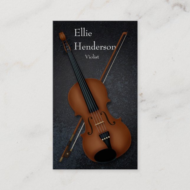Violinist Violist Trompe L'oeil Dramatic Premium Business Card (Front)