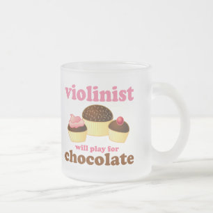 Violinist will Play for Chocolate Frosted Glass Coffee Mug