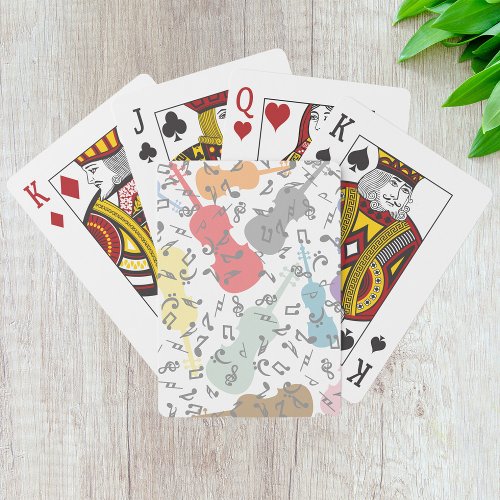 Violins And Musical Notes Playing Cards