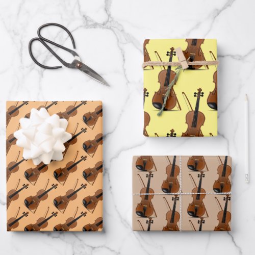 Violins Musical Design  Wrapping Paper Sheets