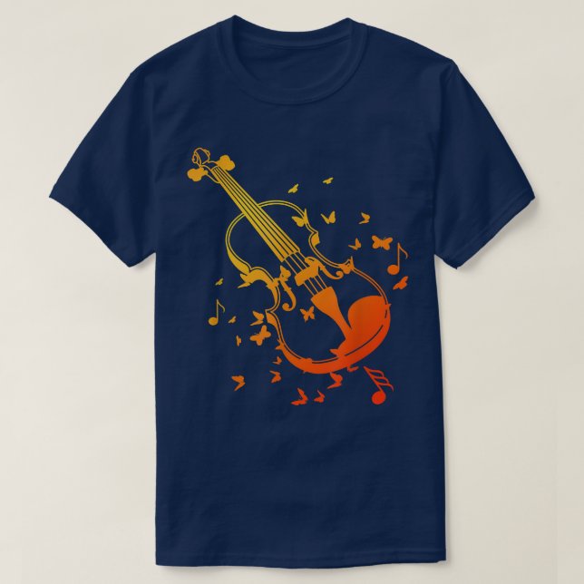 Violins Player Sheet Music Butterflies 3294 T-Shirt (Design Front)