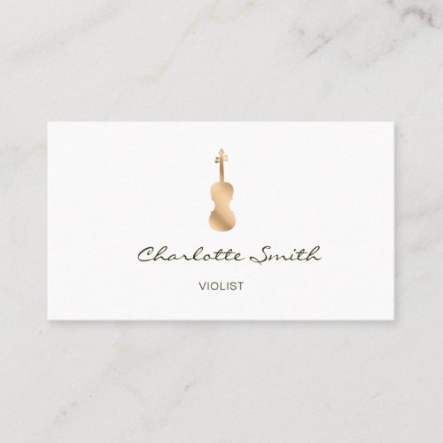 Violist Gold Elegant Musician White Business Card