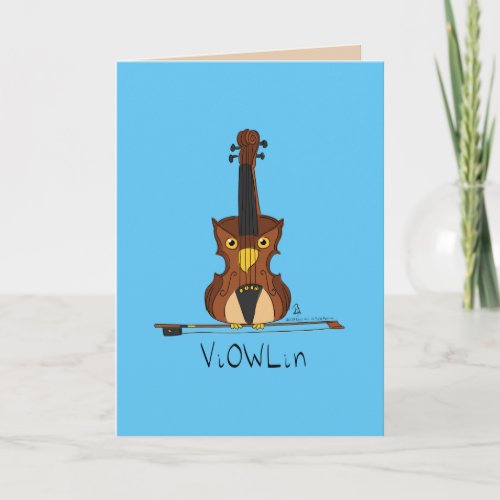 ViOWLin Funny Violin Owl Music Greeting Card