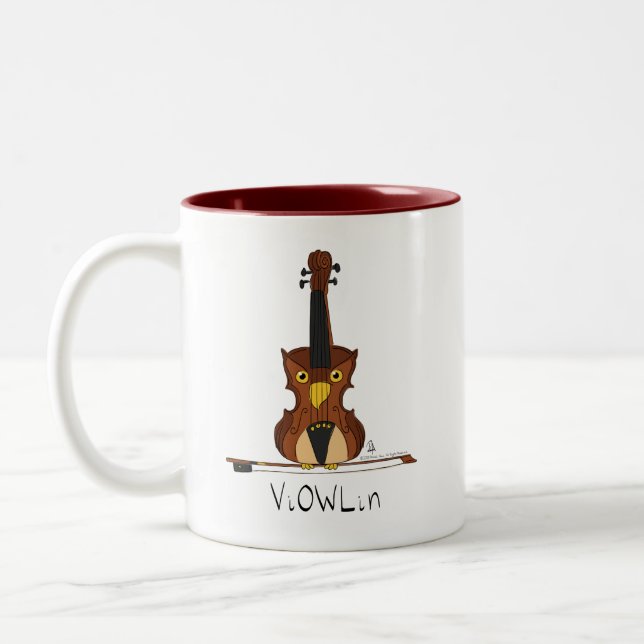 ViOWLin Violin Owl Music Coffee Mug (Left)