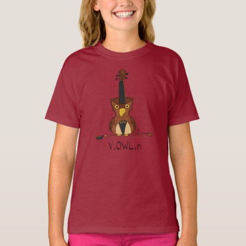 ViOWLin Violin Owl Music Kids Girls T_Shirt