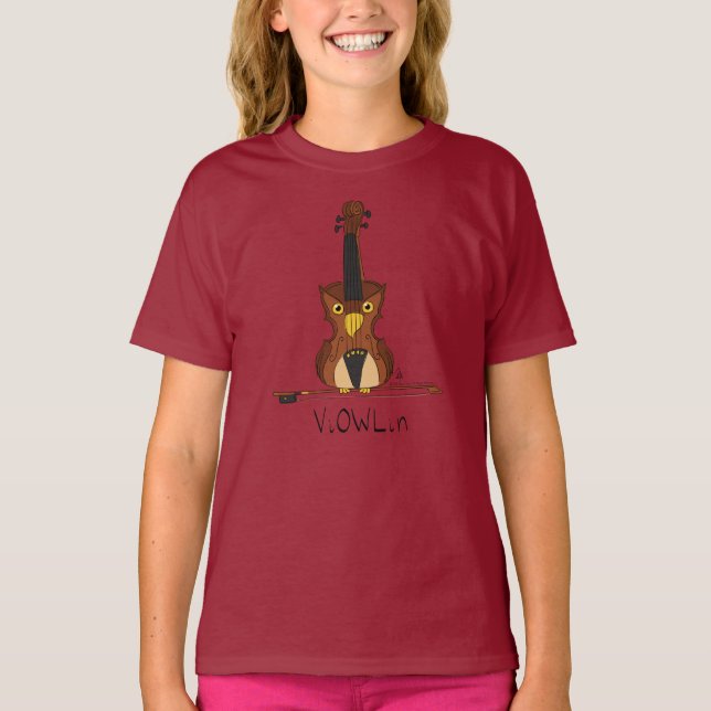 ViOWLin Violin Owl Music Kid's Girl's T-Shirt (Front)