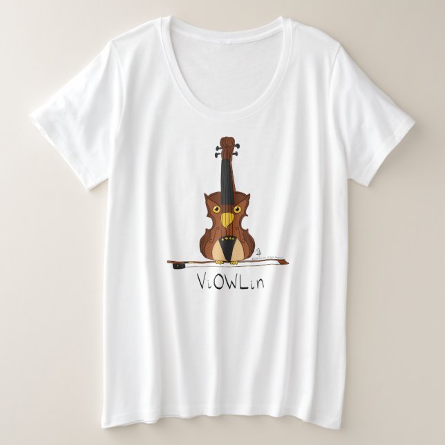 ViOWLin Violin Owl Music Women's Plus Size T-Shirt (Design Front)
