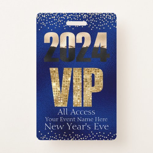 VIP 2024 Blue and Gold Glitter Diamonds Badge