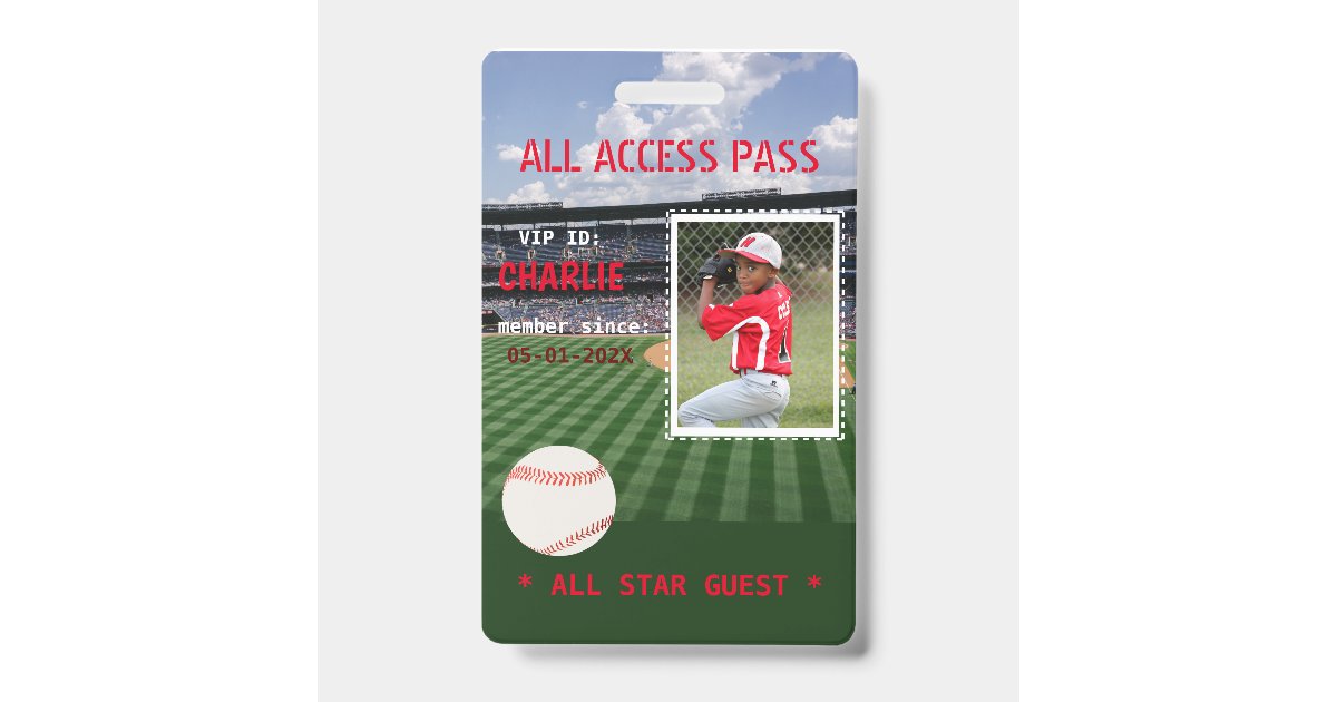 VIP Access Baseball Field Birthday Party Badge | Zazzle