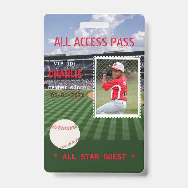 VIP Access Baseball Field Birthday Party Badge | Zazzle