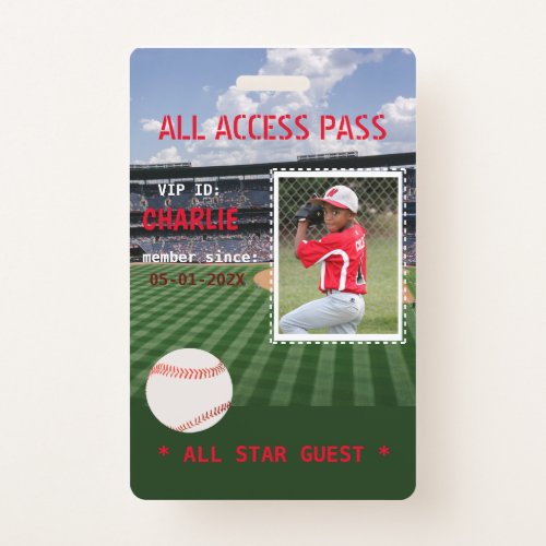 VIP Access Baseball Field Birthday Party Badge