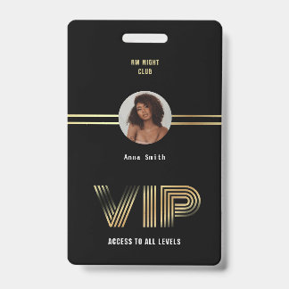 VIP Access Member Gold Foil Photo Nighclub Badge