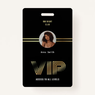 VIP Access Member Gold Foil Photo Nighclub Badge