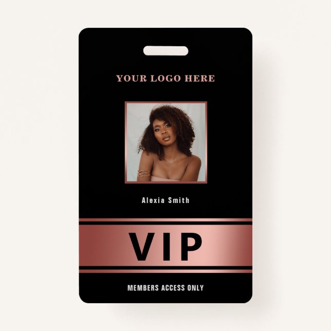 VIP Access Member only rose gold glam photo Badge (Front)