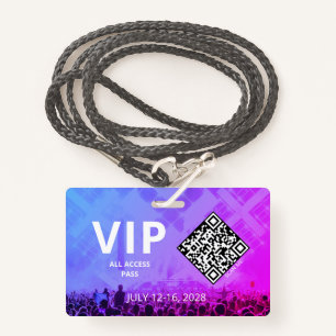 VIP Access Pass QR Code Event Horizontal Badge