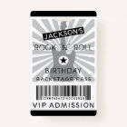 VIP ADMISSION Backstage Pass Rock 'N' Roll Party