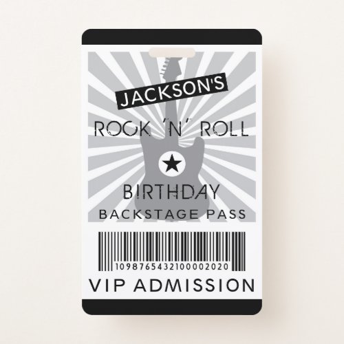 VIP ADMISSION Backstage Pass Rock N Roll Party Badge