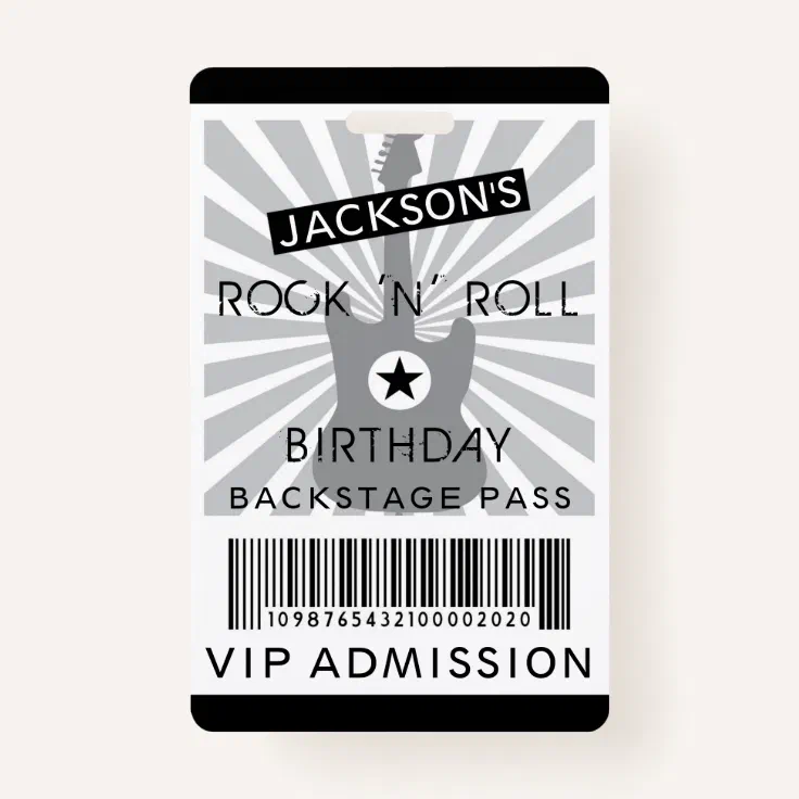 Vip Admission Backstage Pass Rock N Roll Party Badge Zazzle