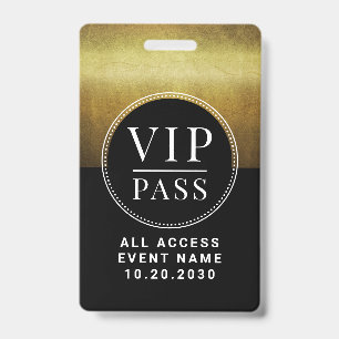 VIP All Access Event Faux Antique Gold Badge
