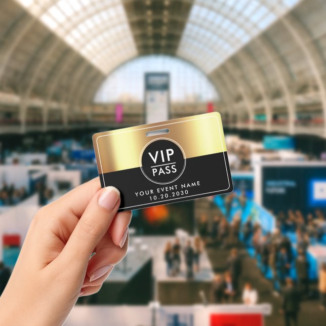 VIP All Access Event Metallic Gold Black Badge (Conference)