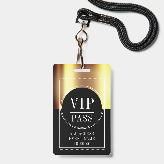 VIP All Access Event Metallic Gold Black Badge | Zazzle