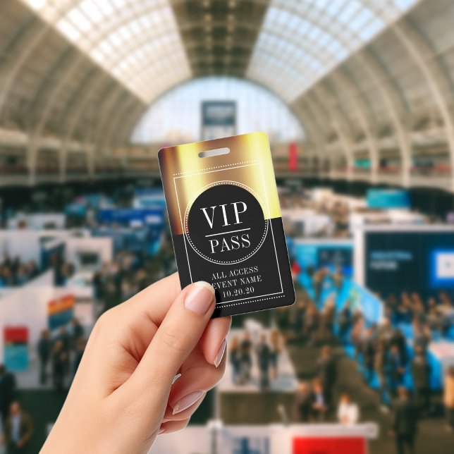 VIP All Access Event Metallic Gold Black Badge | Zazzle
