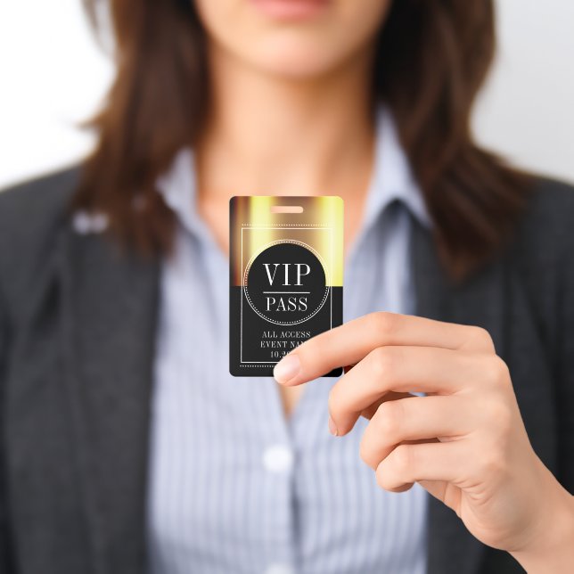 VIP All Access Event Metallic Gold Black Badge | Zazzle