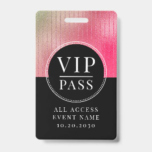 VIP All Access Event Metallic Rose Blush Black Badge