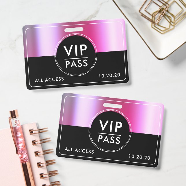 VIP All Access Event Metallic Silver Black Badge (Office)