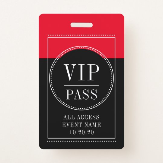 Vip All Access Event Red Black Badge 