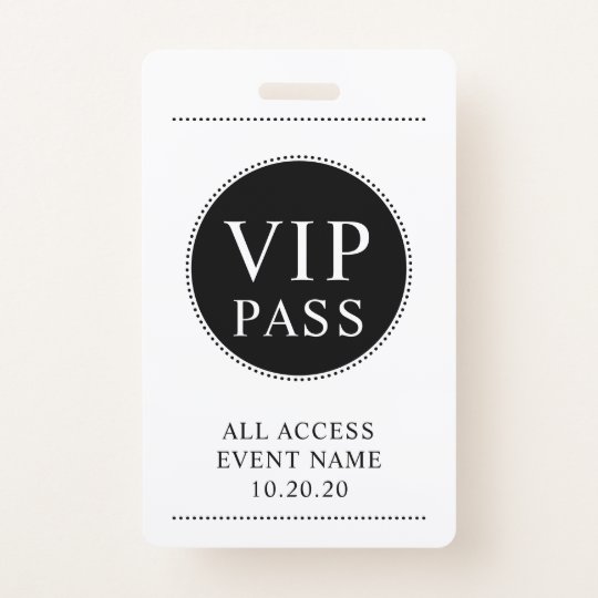 VIP All Access Event Simple Black White Badge | Zazzle.com