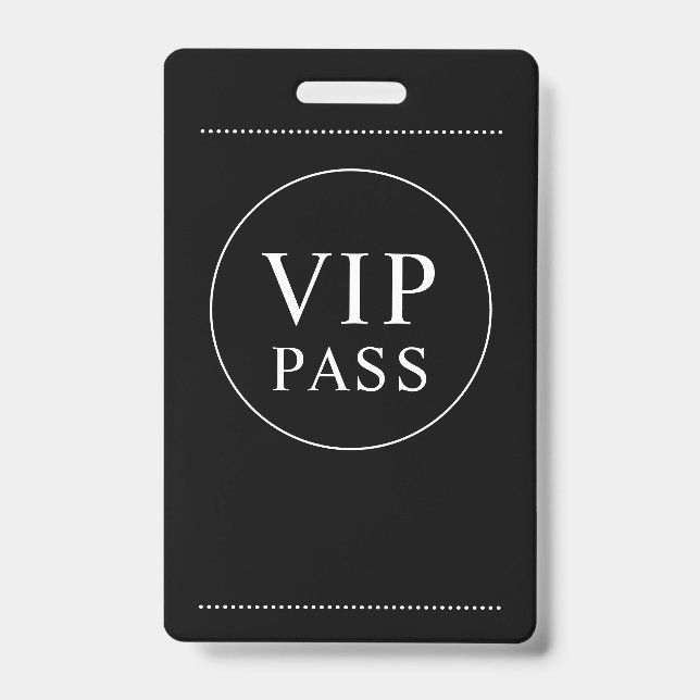 VIP All Access Event Simple Black White Badge (Front)
