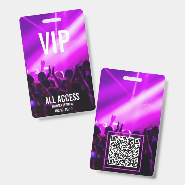 VIP All Access Festival Badge QR Code (Front & Back)
