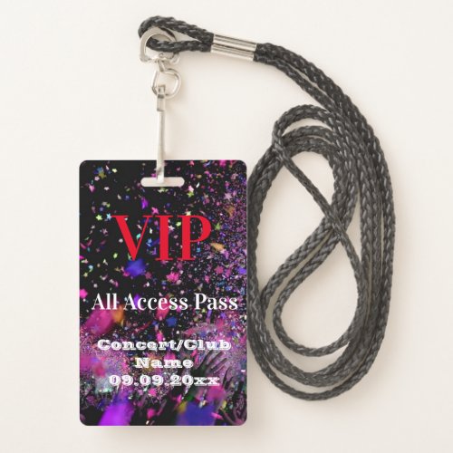 VIP All Access Name Concert Club Party Red  Badge