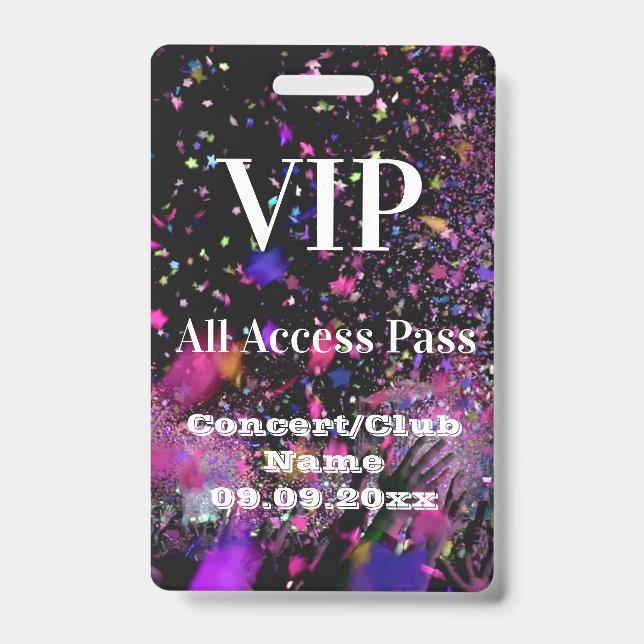 VIP All Access Name Photo Concert Club Party Badge (Front)